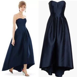 Alfred Sung D699S Strapless High Low Ballgown Size 0 NWT Midnight Blue